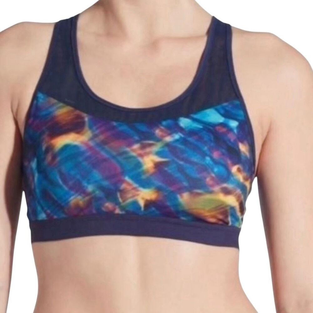 Calia By Carrie Underwood Sports Bra Mesh Abstract Tie Dye Navy Blue M